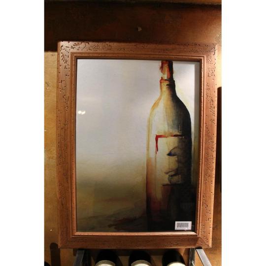 bf toscana vinna pivnica akvarel malba reprodukcia zatisie dreveny ram nastenny obraz flasa vina ozdobna dekoracia restauracia jedalen kuchyna vinaren bistro mediteransky obraz.jpg